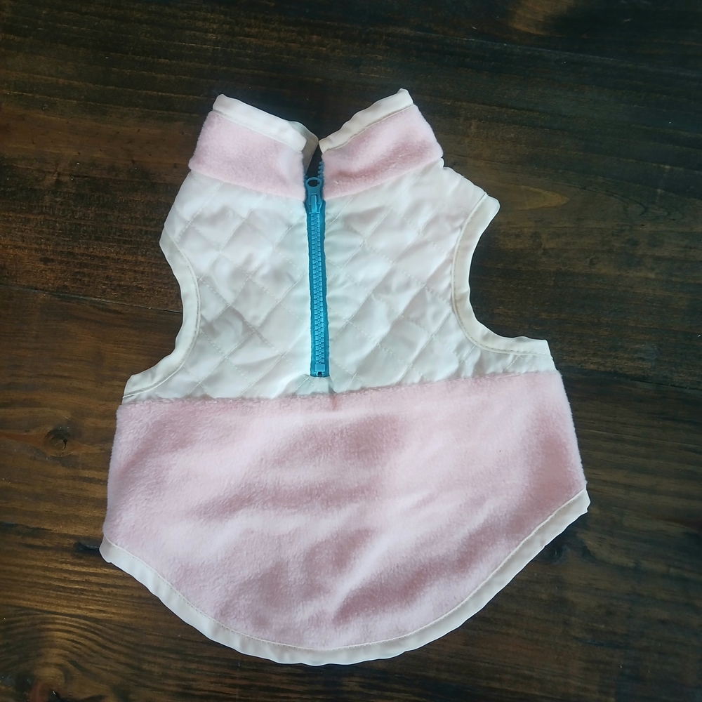 Pink and White Quilted Pet Vest